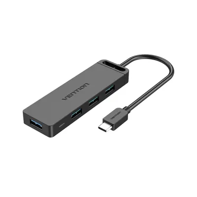 VENTION TGKBD Type-C to 4-Port USB 3.0 Hub with Power Supply - Black - Image 4