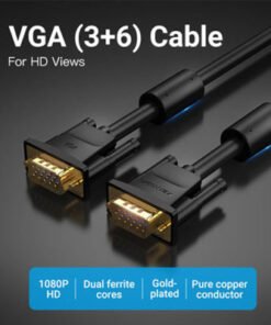 VENTION DAEBJ VGA(3+6) Male to Male Cable with ferrite cores 5M Black