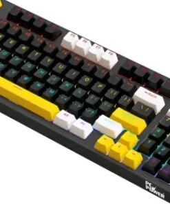 PC POWER K98 Gaming RGB Mechanical Keyboard (Keycap Black & White + Yellow)