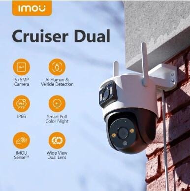 Imou Cruiser Dual 2 6MP 3.6mm+3.6mm & 3.0MP+3.0MP Wi-Fi Dome IP Camera #IPC-S7XEP-6M0WED