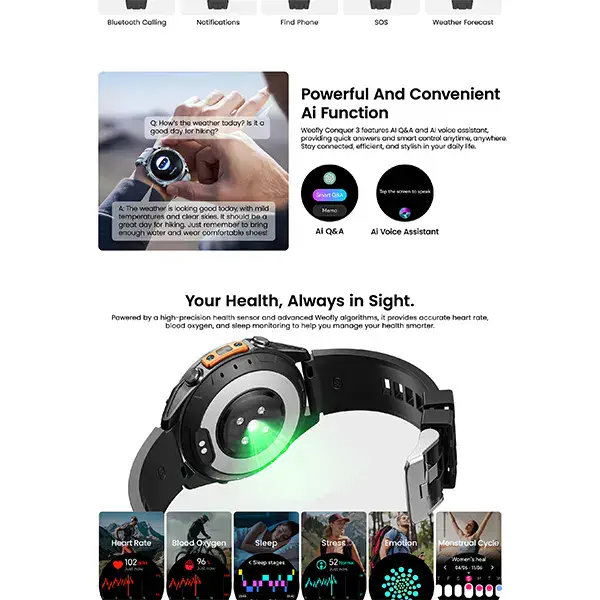 Weofly Conquer 3 Outdoor Sports & Adventure Smartwatch - Image 3
